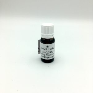 Die 10ml-Blauglasflasche mit Pinselaufsatz enthält eine gelbliche Ölmischung.