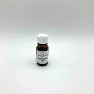 Die runde 10ml.-Braunglasflasche enthält eine gelblichbraune Mischung ätherischer Öle.